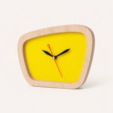 Woodesk Tempus, Ahşap Özel Tasarım Masa Saati, Sarı Renk