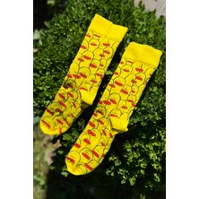 Lou Socks Unisex Sarı Ördek Desenli Renkli Soket Çorap