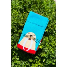 Lou Socks Unisex Deniz Aslanı Desenli Renkli Soket Çorap