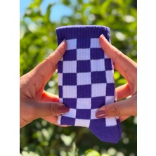 Lou Socks Unisex Mor Dama Desenli Renkli Soket Çorap