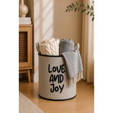 Paris Home Love And Joy Yazılı Bej Jüt Görünümlü Premium Sepet – Eva Destekli, Astarlı, Oyuncak Çamaşır Sepeti
