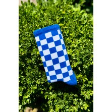 Lou Socks Unisex Mavi Dama Desenli Renkli Soket Çorap