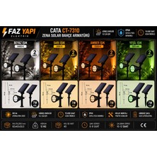 Cata CT-7310 Zena Solar Bahçe Armatürü 8’li Set (Beyaz + Sarı + Amber + Yeşil) Güneş Enerjili LED Bahçe Spotu IP64 Dış Mekan Aydınlatma