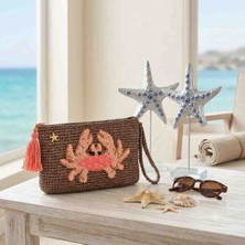 Creatif La Femme Rafya Ipten Yengeç Punch Işlemeli Clutch Portföy El Çantası