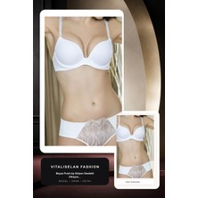 Vitaliselan Fashion Beyaz Kadın Push-Up Sütyen,destekli,dikişsiz,ayarlanabilir Askılı, Günlük Konfor Iç Giyim | Vitalise