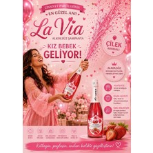 La Via Simli Çilek Aromalı Alkolsüz İçecek Kız Bebek Pembe Renk Cinsiyet Partisi Şampanyası