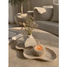 Sisay Home Mermer Desenli Dekoratif Tepsi Seti | Mumluk ve Mini Vazolu Modern Orta Sehpa Dekoru