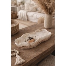 Sisay Home Asimetrik Kahve Mermer Desen Dekoratif Tabak, Banyo Düzenleyici, Anahtar Tabağı, Beton Dalgalı Kase