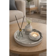 Sisay Home Gri Mermer Desen Mumluk Oda Kokusu ve Vazo Sehpa Dekor Seti – Modern Ev Dekoru