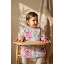Hayat Store Flora Suluboya Desenli Uzun Kollu Sıvı Geçirmez Bebek Mama ve Aktivite Önlüğü - Blw Uyumlu Sanatçı Önlüğü 6-24 Ay
