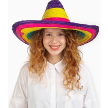 BYZM Sombrero Meksika Şapkası Renkli Örme Hasır Çocuk Boy