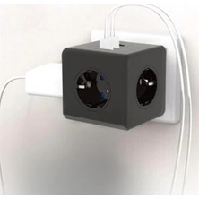 BYZM Isıya Dayanıklı Termal Akım Korumalı ve Çocuk Korumalı 3 Priz Girişli 3 USB Girişli Küp Priz