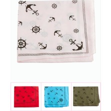 BYZM Dümen Çapa Desenli Keten Bandana 50*50