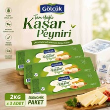 Gölcük Tam Yağlı Blok Kaşar 2kg x 3 Adet (Toplam 6kg)