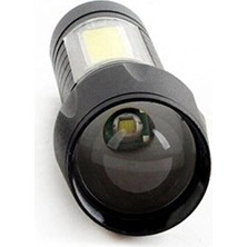BYZM USB Şarjlı Zoomlu Mini El Feneri Q5 Güçlü Işık Yan Cob LED Sos Mod Kutulu Taşınabilir