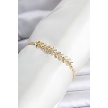 Egecen Pirinç Gold Renk Zirkon Taşlı Çavuş Model Su Yolu Kadın Bileklik 5886 - EC001Z-55ZWR6