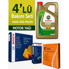 Bosch Fiat 500 1.2 Benzinli Filtre Bakım Seti-Castrol Edge 5W30 5lt (2009-2020) 4 Lü