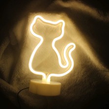 BYZM Neon Işıklı Kedi Tasarımlı Lamba