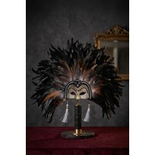 Venemask Seraphina: Lüks Siyah Joker Tüy Venedik Maskesi