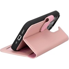 BYZM Apple iPhone 15 Pro Uyumlu Deri Cüzdanlı Kılıf Mwwn Nu2 Pembe