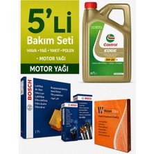 Bosch Kia Rio 1.5 Dizel Filtre Bakım Seti-Castrol Edge 5W30 5lt (2007-2011) 5 Li