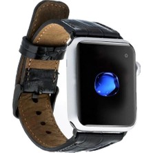 BYZM Apple Watch Uyumlu Deri Kordon 42-44-45MM Kroko Siyah