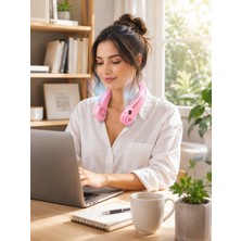 BYZM Pembe Boyun Fanı Sessiz Çalışan USB Şarjlı Taşınabilir Kişisel Serinletici