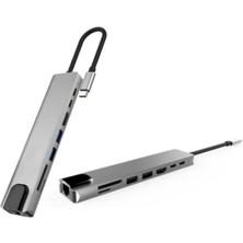 BYZM Type C Çoklu Port Hub 8 Port USB HDMI Sd Kart Ethernet Adaptör