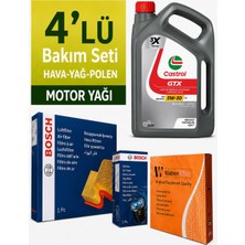 Bosch Fiat 500X 1.3 Benzinli Filtre Bakım Seti-Castrol Gtx 5W30 5lt (2019-2023) 4 Lü