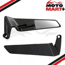 Motomart+ Mondial Cross x Küçük Boy Karbon Desenli Katlanır Ayna H2 MR1283