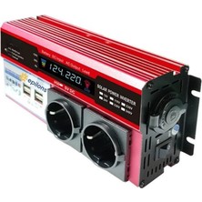 Aesco 12V 2000W Modifiye Sinus Inverter Araç ve Güneş Enerjisi Uyumlu, Çift Usb, Çift Priz ve Çakmaklık ( Lisinya )