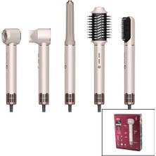 Aesco Rose Gold Air Brush 5in1=bukle-Hacimle-Düzleştir-2-Fırça Saç Kurutma - Şekil Makinesi 1300W3-KDM.HIZ - Derece SHD-1729