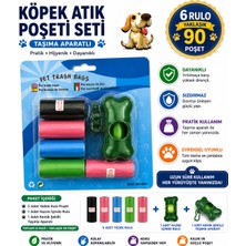 Aesco Köpek Dışkı Poşeti 6 Rulo + Taşıma Aparatı Hediyeli ( 90 Poşet - 6 Rulo )