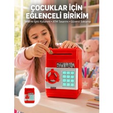 Arenes Kırmızı Atm Kasa Tipi Para Biriktirme Kumbarası - Lisinya