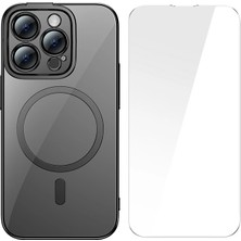Aesco Baseus Glitter iPhone 14 Pro Max 6.7 Magsafe Silikon Kılıf + Tempered Ekran Koruyucu SET-(5775)