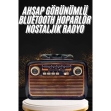Aesco Nostaljik Görünümlü Ahşap Radyo Tf Sd USB Girişli LED Fener Işıklı
