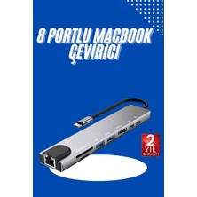 Aesco USB Type-C Hub Dönüştürücü Çevirici Çoklayıcı Macbook Çevirici 8 Portlu