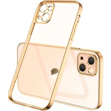 Aesco iPhone 13 Mini Renkli Kenar Şeffaf Kılıf Kamera Korumalı Silikon KILIF-(5775)