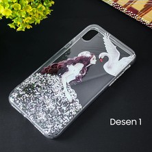 Aesco Iphone x Xs 3D Diamond Elbise Şeffaf Silikon KILIF-(5775)