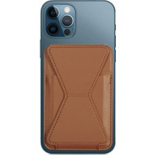 Aesco Ally Iphone 15-14- 13-12'ler Için Standlı Deri Cüzdan Magsafe Kartlık Cüzdan KILIF-(5775)