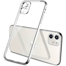 Aesco iPhone 11 6.1inç Renkli Kenar Şeffaf Kılıf Kamera Korumalı Silikon KILIF-(5775)