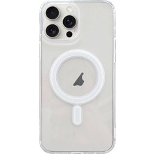 Aesco Ally iPhone 15 Pro Max Magsafe Uyumlu Manyetik Şeffaf Silikon KILIF-(5775)