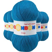 5 Adet Kristal El Örgü Lif Ipi Koyu Mavi 98685 - Bonbon Mudanis