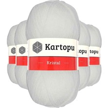 Aesco 5 Adet Kristal Çift Katlı El Örgü Lif Ipi Beyaz K010