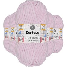 5 Adet Yumurcak Kadife El Örgü Ipi Toz Pembe K1562 Mudanis