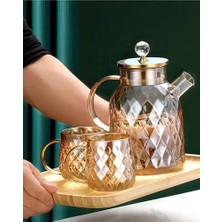 Aesco Kabartmalı Bambu Kapaklı Borosilikat Cam Demlik 1500ML ROYALEKS-CM-2005