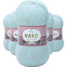 Aesco 5 Adet Angora Lüks El Örgü Ipi Saraylı Mint 10471