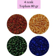 Aesco Dökme Cam Kum Boncuk (8/0) 3 mm - 4 Renk - Toplam 80 Gram - BNC424