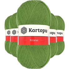5 Adet Kristal Çift Katlı El Örgü Lif Ipi Açık Yeşil K442 Kartopu Mudanis