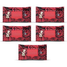 Aesco 5 Paket Red Rose Islak Havlu Mendil 90 Adet Kapaklı Gül Kokulu